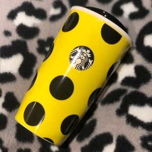 Starbucks Black & Yellow Polka Dot Travel Mug 12 fl oz (2015)